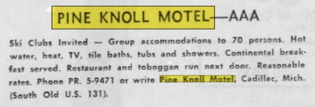 Pine Knoll Motel (Pioneer Motel, Pioneer Apartments) - Oct 1964 Ad
